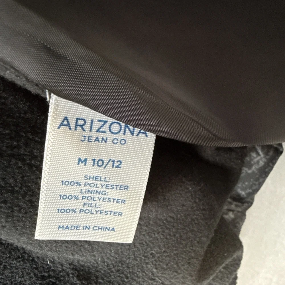 Arizona Puffer‎ Jacket Kids M 10/12 Gray Fleece Lined Hooded Heavyweight Winter